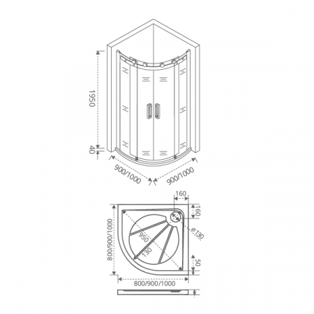 Душевой уголок Good Door GALAXY R-TD-90-C-B