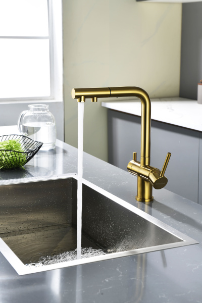 Смеситель для кухни Paulmark SERPENTINE Se213222-BG, брашированное золото