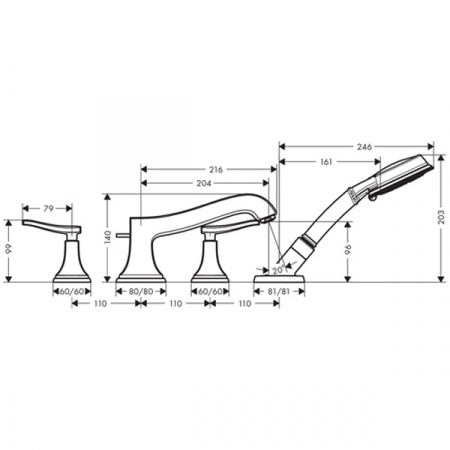 Смеситель для ванны Hansgrohe Metropol 31441090