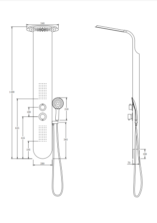Душевая панель Taliente TA-G-A03Wcr округлая настенная