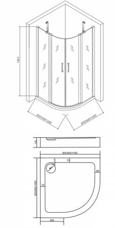 Душевой уголок Good Door PANDORA R-100-T-CH стекло с рисунком