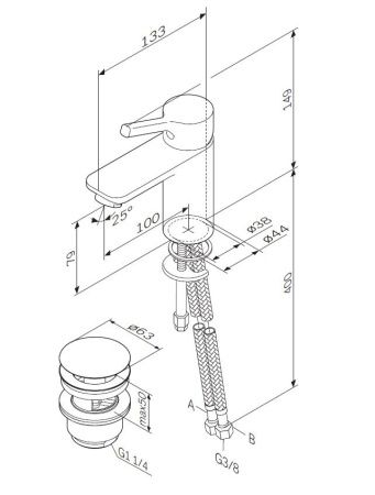 Смеситель для раковины AM.PM X-Joy F85B82100 с донным клапаном