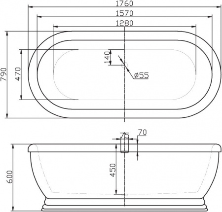 Ванна отдельностоящая BelBagno BB03 176х79