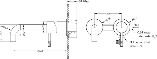 Смеситель для раковины Boheme Uno 465-GM С ВНУТРЕННЕЙ ЧАСТЬЮ gun metall