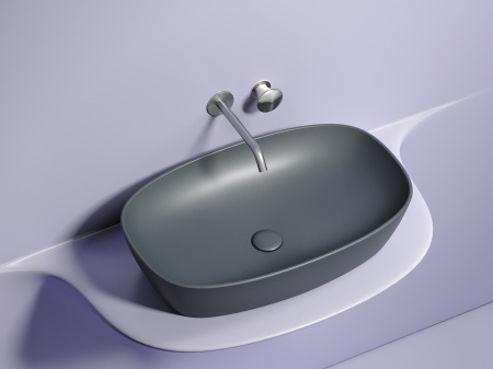 Умывальник чаша накладная овальная Ceramicanova Element 600*380*138мм, Темный антрацит матовый, CN6049MDH