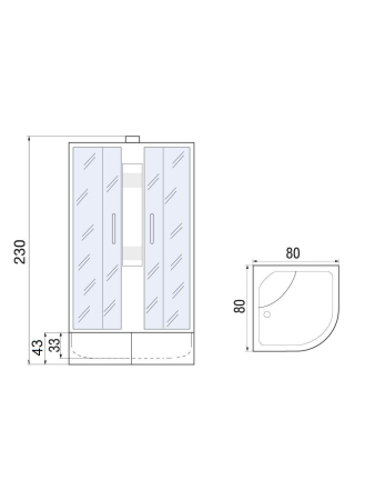 Душевая кабина River NARA XL 80/43 MT 800х800х2300мм