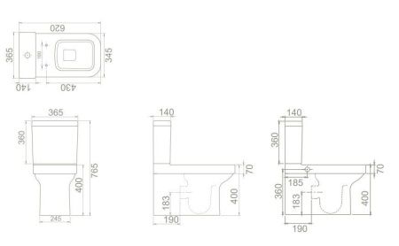 Унитаз напольный пристенный CeraStyle Noura WC00403SH00+CS004010100+IM018010201200 с интегрированной функцией биде S-Type