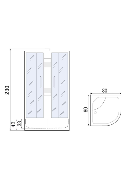 Душевая кабина River NARA XL 80/43 MT 800х800х2300мм