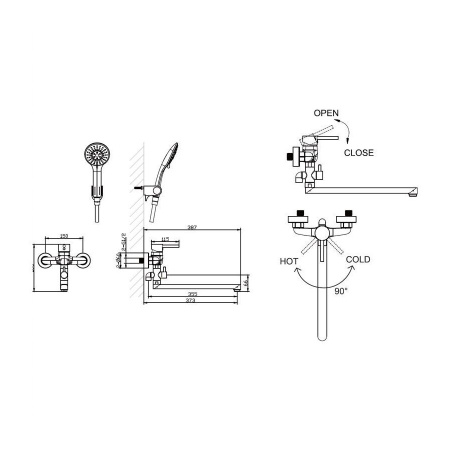 Смеситель для ванны Bravat Slim F6332366CP-01L-RUS, хром