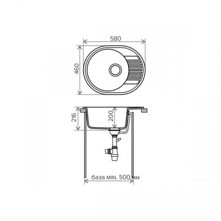 Кухонная мойка Polygran F-22 46x57.5 черный