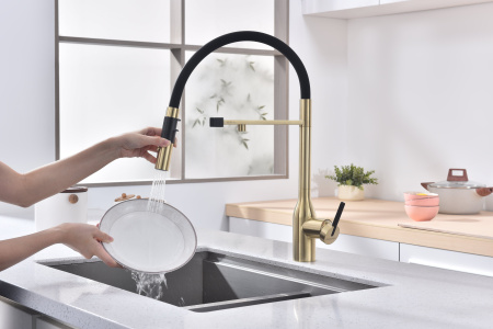 Смеситель для кухни Paulmark MAGNETO ONE Ma213188-SBG, светлое брашированное золото