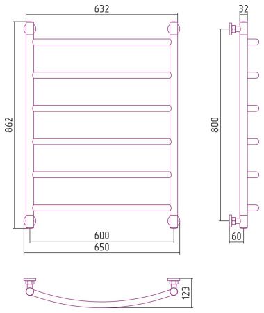 Полотенцесушитель Сунержа Галант+ 800х600 Без покрытия 00-0200-8060