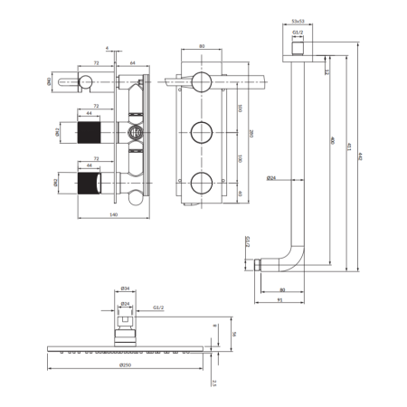 Душевая система OMNIRES Contour SYSCT10CR