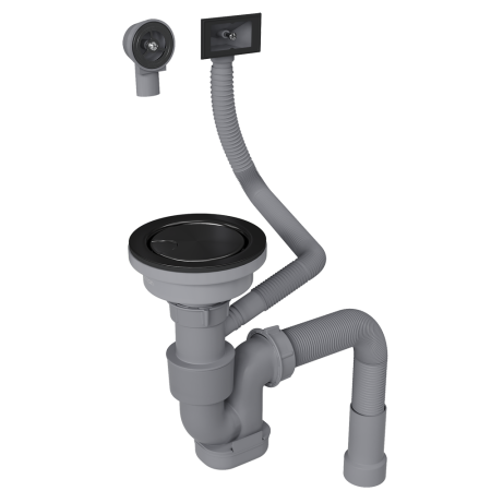 Сифон для одночашевой кухонной мойки с выпуском Reflexion Arno RX3001BL оружейная сталь