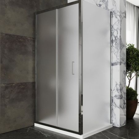 Душевой уголок Roxen Caspia 55060-100C (100х80) стекла матовые/профиль хром