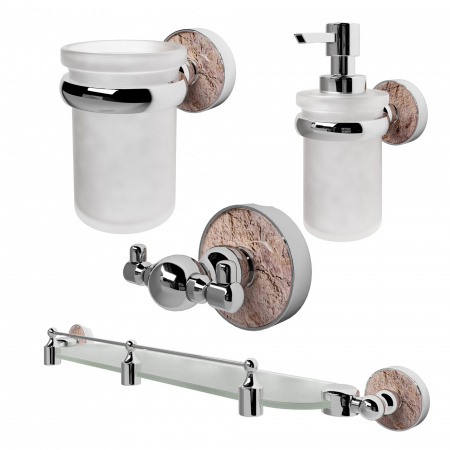 Комплект аксессуаров для ванной комнаты WasserKRAFT Nau (подстаканник, крючок, дозатор, полка)