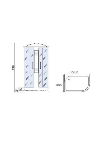 Душевая кабина МОНОМАХ МОНОМАХ 110/80/24 МЗ L 1100х800х2100мм