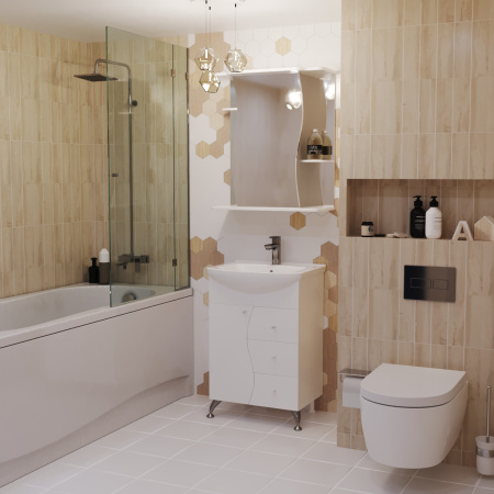 Тумба д/ванной MIXLINE "ВЕНЕЦИЯ-60" белая под ум.Элеганс-60 (547186)