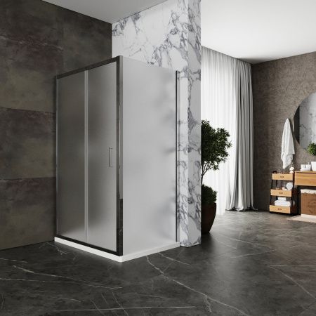 Душевой уголок Roxen Caspia 55060-100C (100х80) стекла матовые/профиль хром