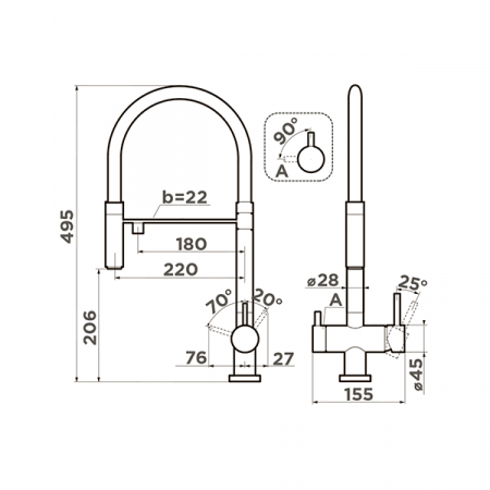 Смеситель для мойки Omoikiri Kanto-BN-WH 4994298