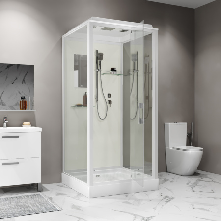 Душевая кабина Niagara Standart ST100/15Q (100х100х215) квадрат,поддон 15см,распашная,проф.белый