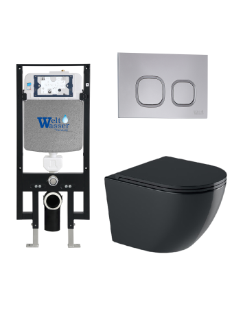 Комплект инсталляции с унитазом Weltwasser AMBERG 497 + MERZBACH 043 GL-BL + AMBERG RD-CR
