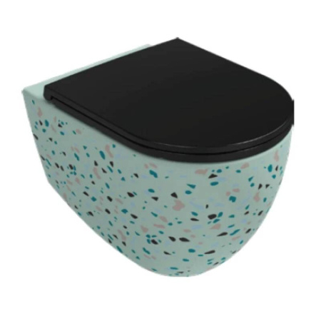 Унитаз ISVEA Infinity подвесной 365*530*400 мятно-зеленый матовый Terrazzo 10NF02001SV-2T-TRZ