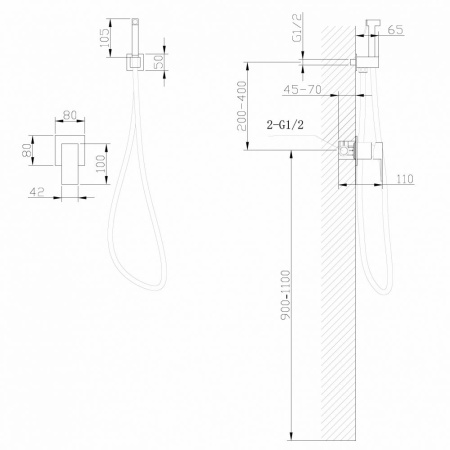 Смеситель ABBER Daheim AF8225NG с гигиеническим душем, никель