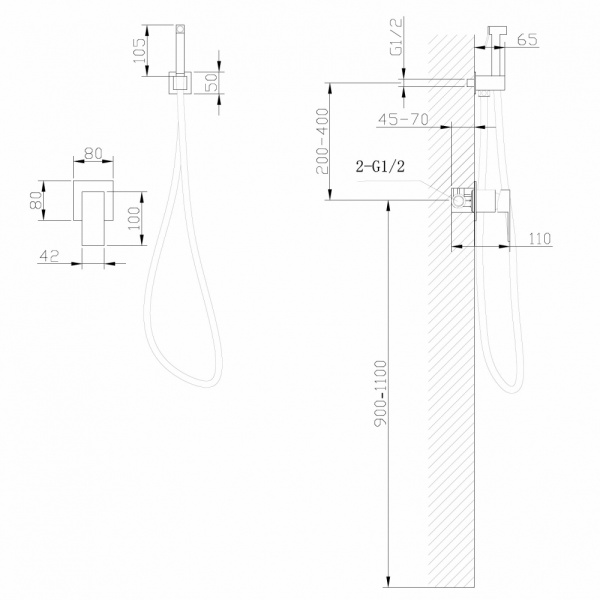 Смеситель ABBER Daheim AF8225NG с гигиеническим душем, никель