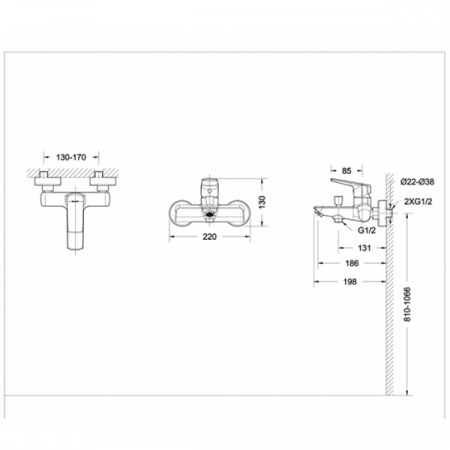 Смеситель для ванны Bravat Real F6121179CP-01