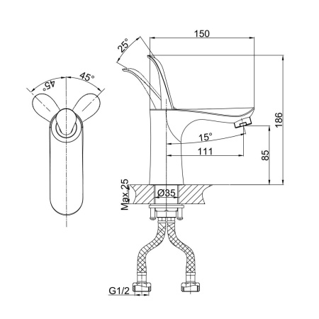 Смеситель для раковины D&K Venice DA1032141, хром