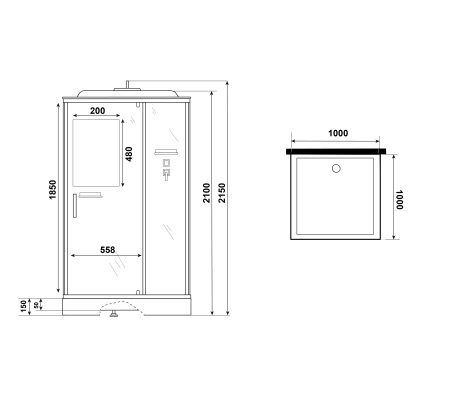 Душевая кабина Niagara Standart ST100/15Q (100х100х215) квадрат,поддон 15см,распашная,проф.белый