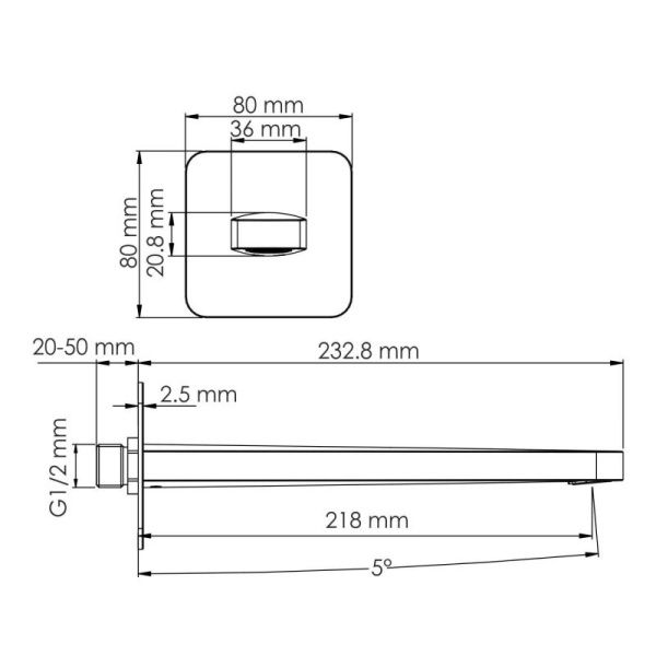 Настенный излив для ванны Wasserkraft A284