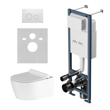 IS110101.DX77C1700 ErgoFit Инсталляция с клавишей L глянц белый с подвесным унитазом Jupiter без ободка с сиденьем