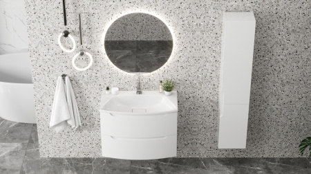 Тумба под умывальник Belux подвесная Ганновер 80-02, белый глянцевый