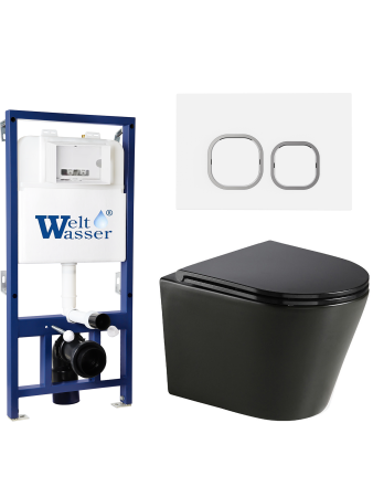 Комплект инсталляции с унитазом Weltwasser BAMBERG 525 + SALZBACH 043 MT-BL + BAMBERG WT