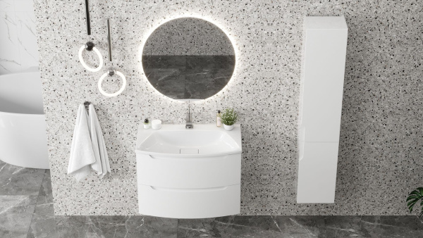 Тумба под умывальник Belux подвесная Ганновер 80-02, белый глянцевый