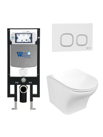 Унитаз с инсталляцией WeltWasser AMBERG 497 + ODENBACH 004 GL-WT + AMBERG RD-WT