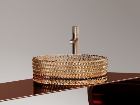 Умывальник чаша накладная круглая Ceramicanova Cristal 360*360*112мм, бежевый, CN6058