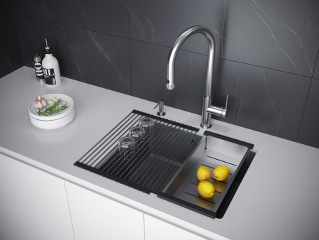 Мойка Paulmark LUMI 55 UNI-SKEW LU55SK-DG 555х440х210 мм, IT-GRANIT, графит