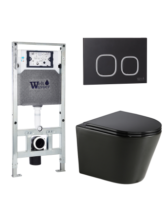Комплект инсталляции с унитазом Weltwasser AMBERG 506 ST + SALZBACH 043 GL-BL + AMBERG RD-BL