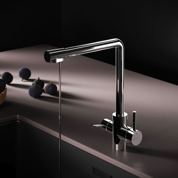 F85B05700 X-Joy S, Смеситель для кухни AM.PM с L-изливом с каналом для питьевой воды, хром
