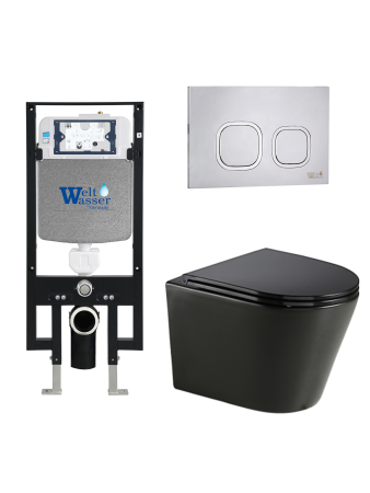 Комплект инсталляции с унитазом Weltwasser AMBERG 497 + SALZBACH 043 GL-BL + AMBERG RD-MT CR