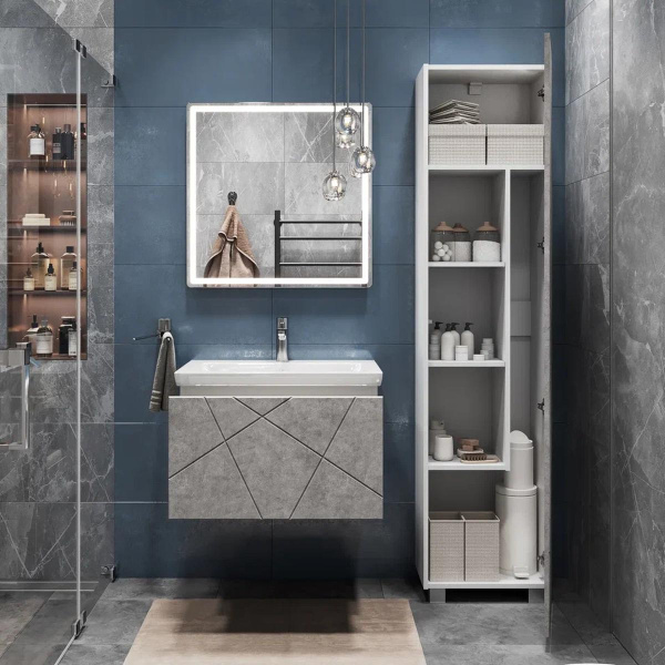 Тумба под раковину подвесная VIGO Geometry 034 бетон, 70 см