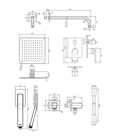 Душевая система OMNIRES Baretti SYSBA10BL