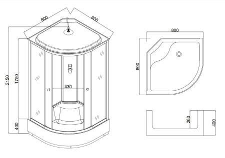 Душевая кабина Taliente TA-8080M 80х80 четверть круга