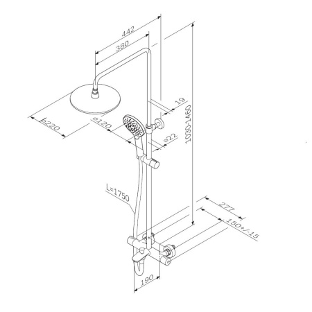 Душевая система AM.PM F0780522 Like с термостатом