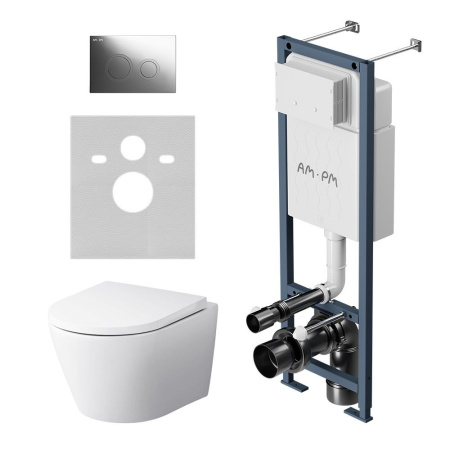 IS110151.741701 ErgoFit Инсталляция с клавишей L глянц хром с подвесным унитазом Sense FlashClean с сиденьем