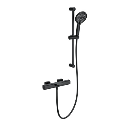 Смеситель для ванны с душевым гарнитуром и термостатом WONZON & WOGHAND, Черный матовый (WW-C2017-A-MB)
