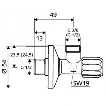 Угловой вентиль Schell с фильтром 1/2" x 3/8"